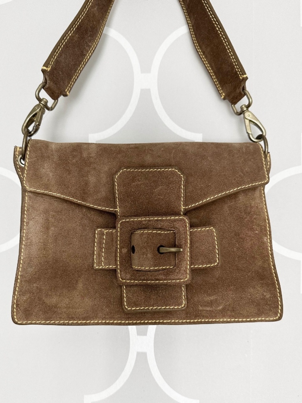 NWOT Vintage Miu Miu Brown Suede Buckle Shoulder Bag Y2K - Picture 2 of 14